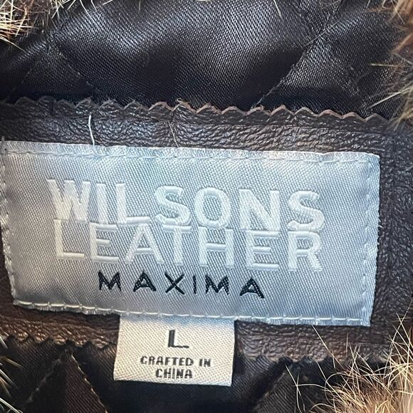 Vintage Wilson Maxima brown Leather bomber flight Jacket and rabbit fur collar L - Picture 9 of 11